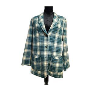 Vintage Pendleton Green Plaid Virgin Wool Academia Style Jacket. Size 12